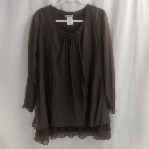 Lady Noix 1XL Brown Layered Tunic - Picture 1 of 15
